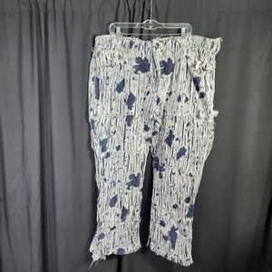 NOVAMEN Men Distressed Fringe Denim Jeans Blue Wash Relaxed Fit Streetwear 42x27